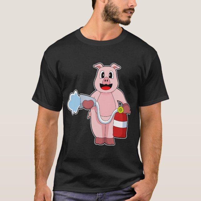 Brandslang för Gris-brandman T Shirt (Framsida)