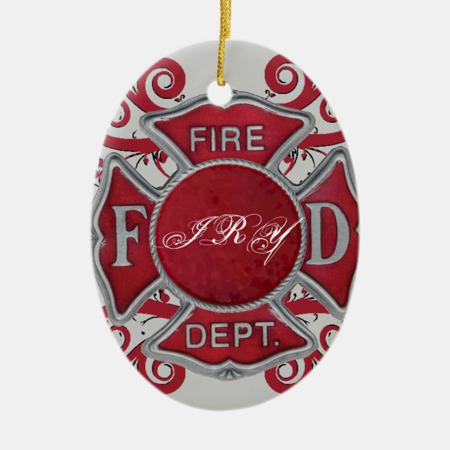 BrandstationanpassningsbarMonogram Julgransprydnad Keramik (Framsidan)