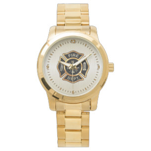 Brandstationemblemguld Armbandsur