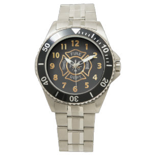 Brandstationemblemguld Armbandsur