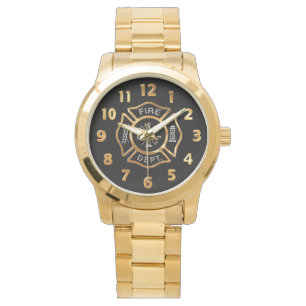 Brandstationemblemguld Armbandsur