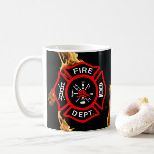 Brandstationen för brandmangåvamugg flammar kaffemugg