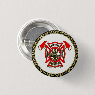 Brandstationguld och det röda emblem med avfyrar knapp