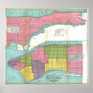 Brandstationkarta för vintage NYC (1871) Poster