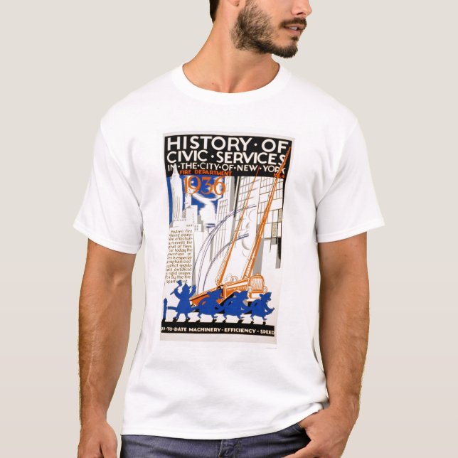 Brandstationlastbil NYC 1936 WPA Tee Shirt (Framsida)
