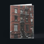 Brandstege på Upper West Side NYC New York Vinter Helgkort<br><div class="desc">Kortet har ett originalfoto i färg av en brandstege på en byggnad på Upper West Side i snön,  New York City,  NYC.</div>
