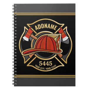 Brandstridare ADD NAMN Fire Station Department Bad Anteckningsbok