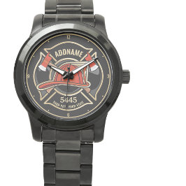 Brandstridare ADD NAMN Fire Station Department Bad Armbandsur