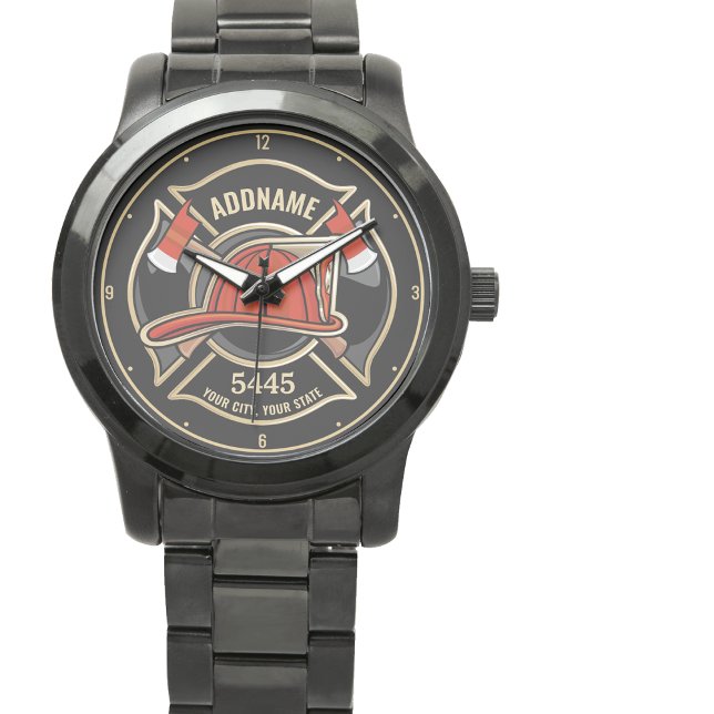 Brandstridare ADD NAMN Fire Station Department Bad Armbandsur (Skapare uppladdad)