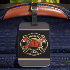 Brandstridare ADD NAMN Fire Station Department Bad Bagagebricka