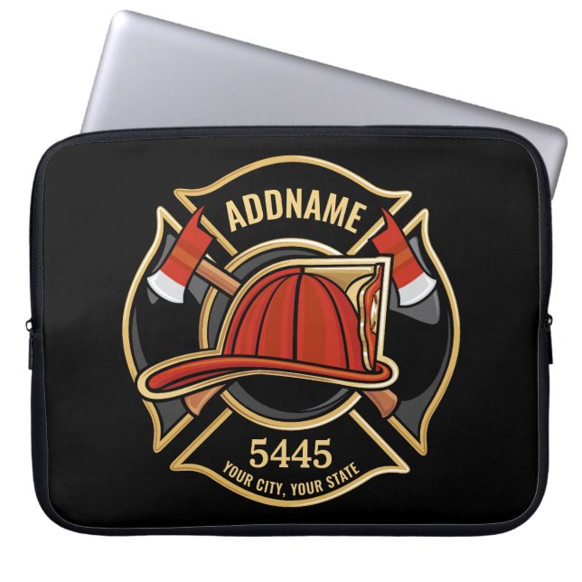 Brandstridare ADD NAMN Fire Station Department Bad Laptop Fodral (Framsidan)