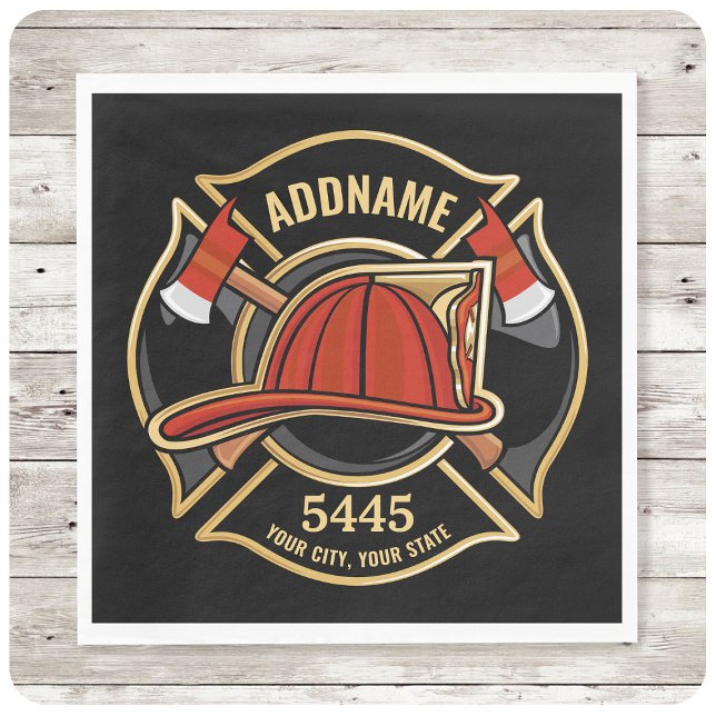 Brandstridare ADD NAMN Fire Station Department Bad Pappersservett (Skapare uppladdad)