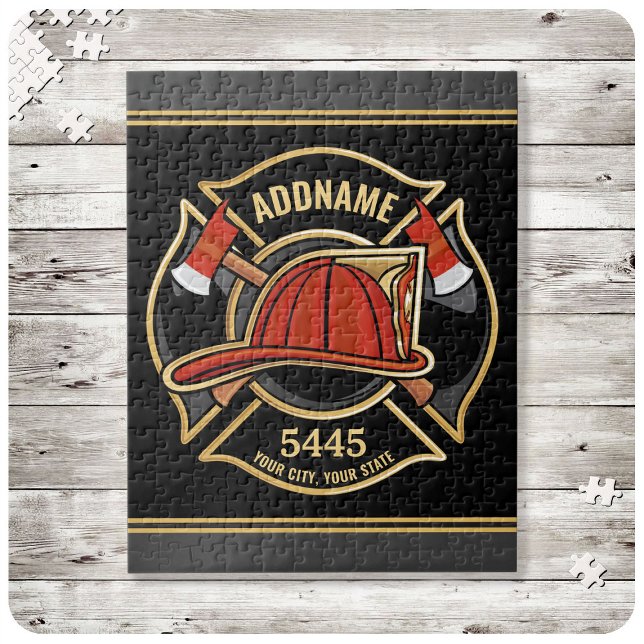 Brandstridare ADD NAMN Fire Station Department Bad Pussel (Skapare uppladdad)