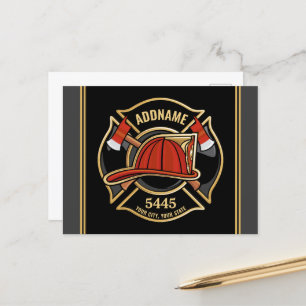 Brandstridare ADD NAMN Fire Station Department Bad Vykort