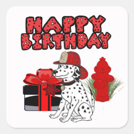 Brandstridare Dalmatien Hund Fire Hydrant Birthday Fyrkantigt Klistermärke