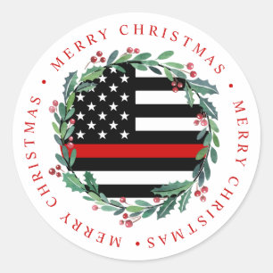 Brandstridare Thin Red Line Wandan God jul Runt Klistermärke