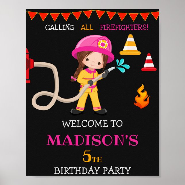 Brandstridare välkomnar party-signalen Girl Firefi Poster (Framsidan)