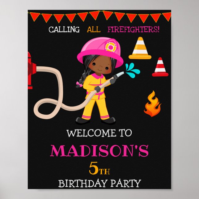 Brandstridare välkomnar party-signalen Girl Firefi Poster (Framsidan)