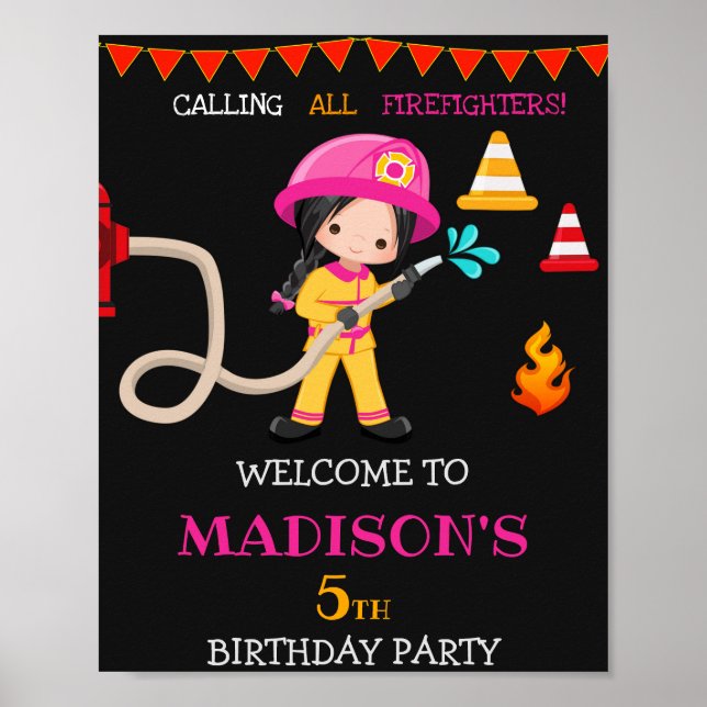 Brandstridare välkomnar party-signalen Girl Firefi Poster (Framsidan)