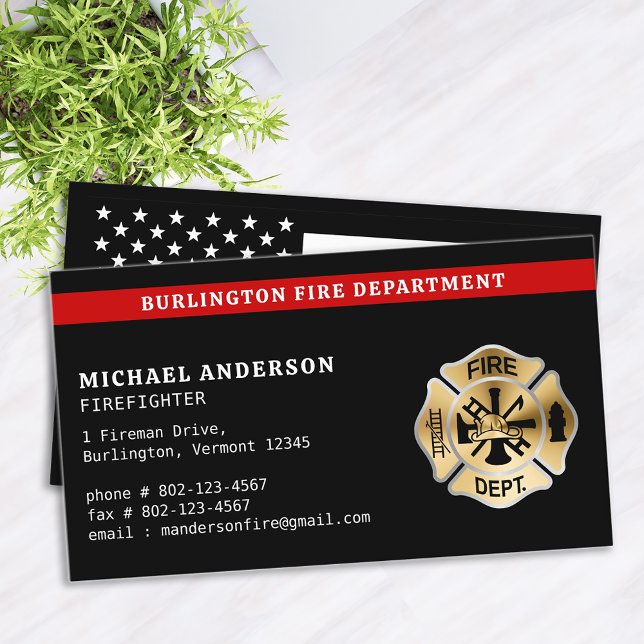 Brandstriders Anpassningsbar Fire Department Red L Visitkort (Skapare uppladdad)