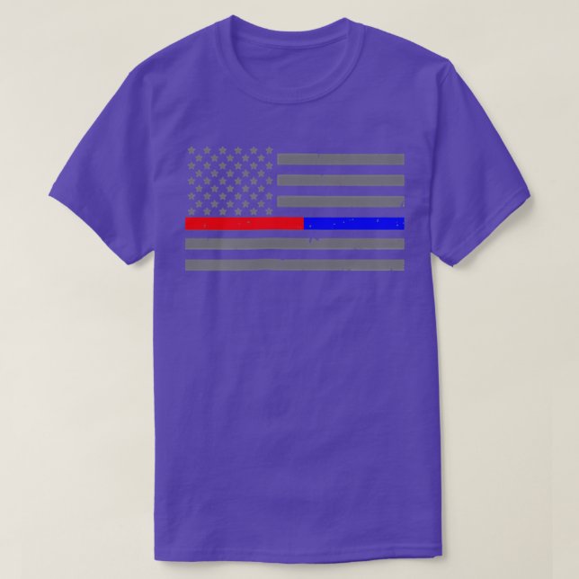 Brandstriders polisiära Flagga Thin Red Blue Line T Shirt (Design framsida)