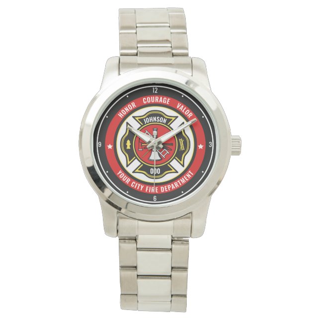 Brandstriders Rädding ADD NAMN Fire Department Bad Armbandsur (Framsida)