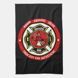 Brandstriders Rädding ADD NAMN Fire Department Bad Kökshandduk