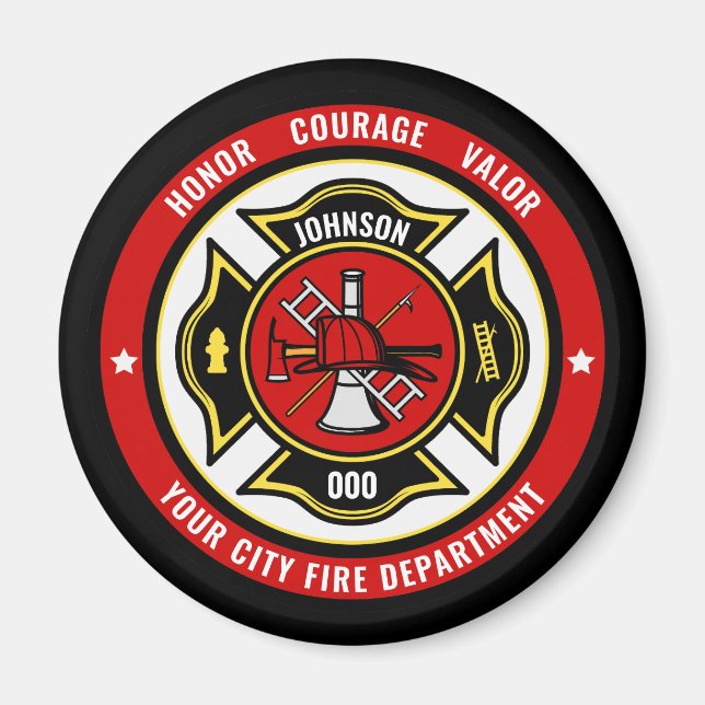 Brandstriders Rädding ADD NAMN Fire Department Bad Magnet (Framsidan)