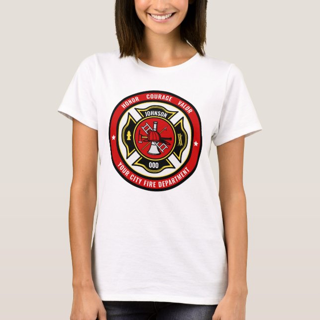 Brandstriders Rädding ADD NAMN Fire Department Bad T Shirt (Framsida)