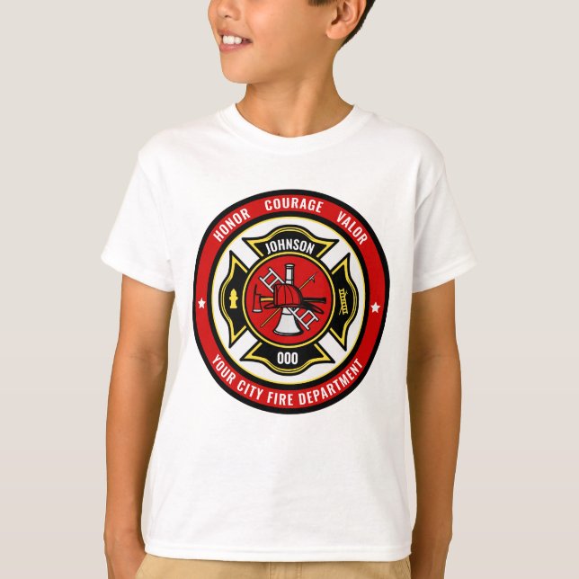 Brandstriders Rädding ADD NAMN Fire Department Bad T Shirt (Framsida)