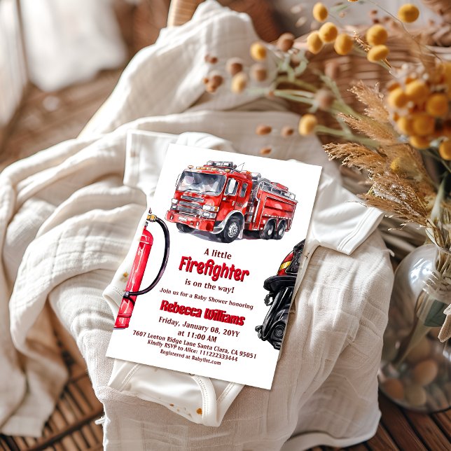 Brandstriders Red Fire Lastbil Boy Shower Inbjudningar (Skapare uppladdad)