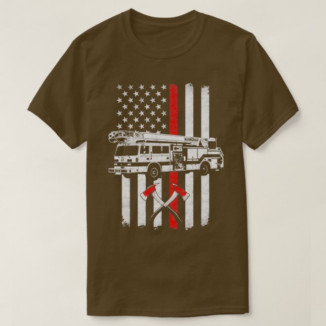Brandstridsplan lastbil american flagga t shirt (Design framsida)