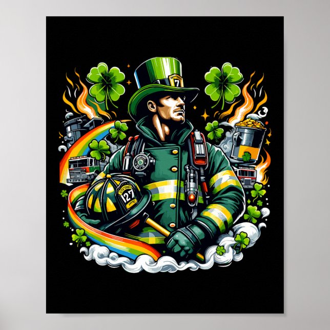 Brandstridstrumma för Manar brandsläckare i St pat Poster (Framsidan)