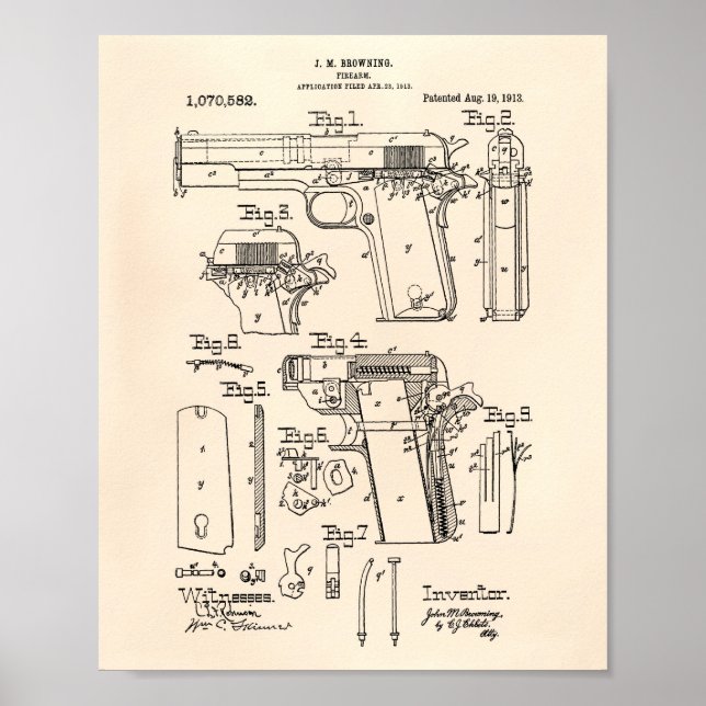 Brandvapen 1913 Patent Art Old Peper Poster (Framsidan)