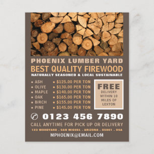 Brandvirke, lumber/timmer/Wood Yard Flygblad