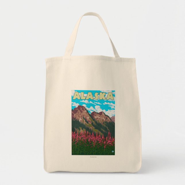 Brandweed med bergen Vintage resor Poster Tygkasse (Framsidan)
