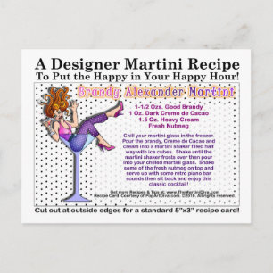 Brandy Alexander Martini Recipe Postcard Vykort