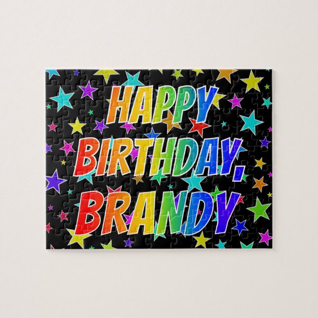 "BRANDY" Förnamn, Kul "GRATTIS PÅ FÖDELSEDAGEN" Pussel (Horisontell)
