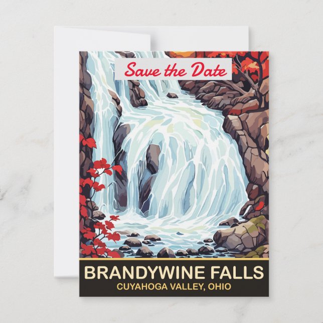 Brandywine Falls Ohio Bröllopsinbjudan Spara Datumet (Framsida)