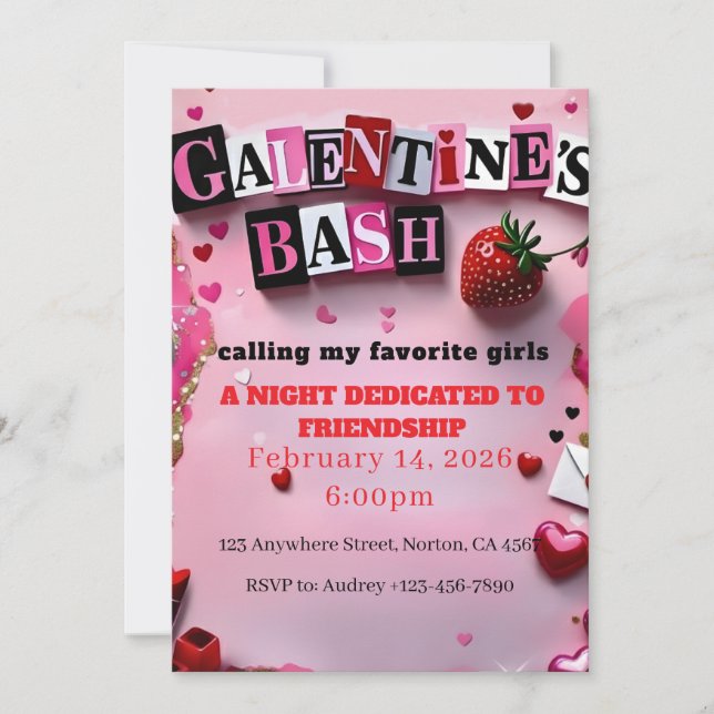 Bränn bok Galentine's Day Inbjudningar (Framsida)
