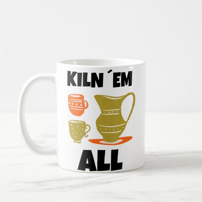 Bränn Dem Alla Rolig Krukmakeri Kaffemugg (Vänster)
