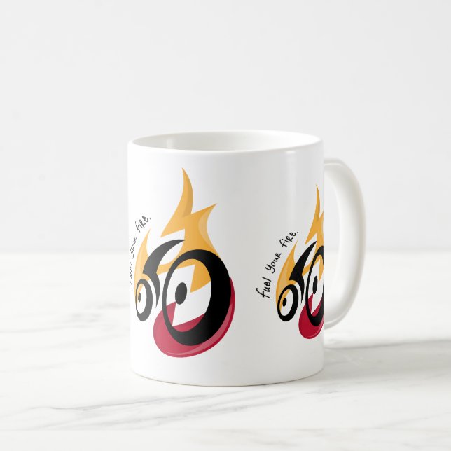 Bränn din brand. Cykelmotivation Kaffemugg (Framsida höger)