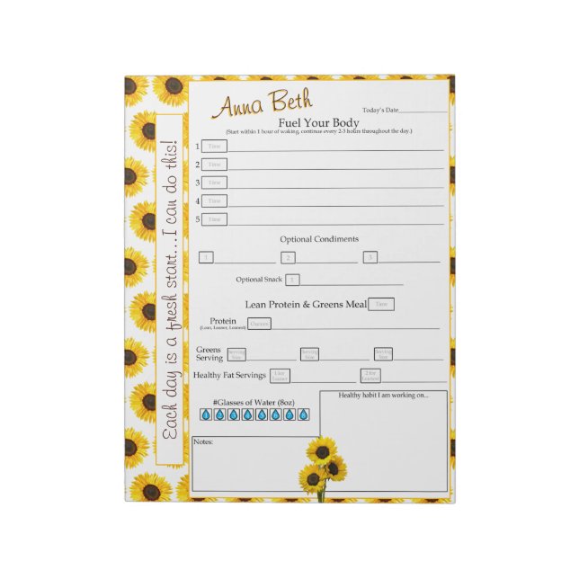 Bränn din kropp 6 gånger per dag matspårare anteckningsblock (Roterad)