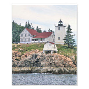 Bränn Jacka Harbour Lighthouse Maine Photo Print Fototryck