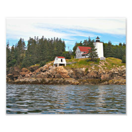 Bränn Jacka Harbour Lighthouse Maine Photo Print Fototryck