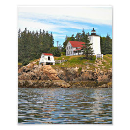 Bränn Jacka Harbour Lighthouse Maine Photo Print Fototryck