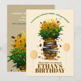 Bränn med Bokar Födelsedagsfest Inbjudningar