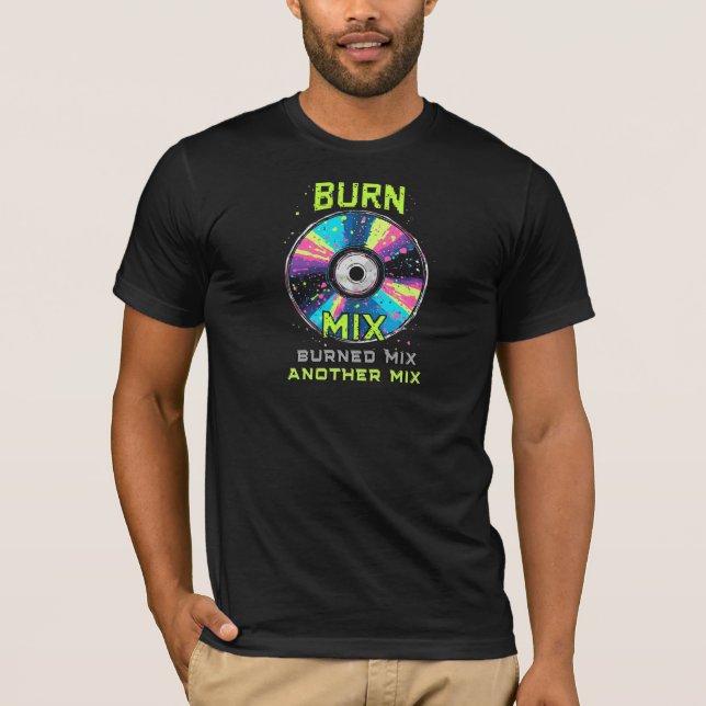 Bränn Mix Neon Retro CD Grafisk Konst T Shirt (Framsida)