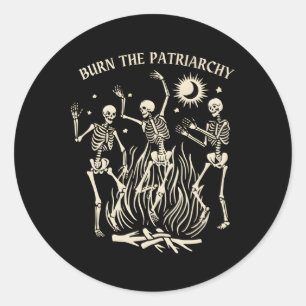 Bränn patriarkatets feministiska Halloween Runt Klistermärke