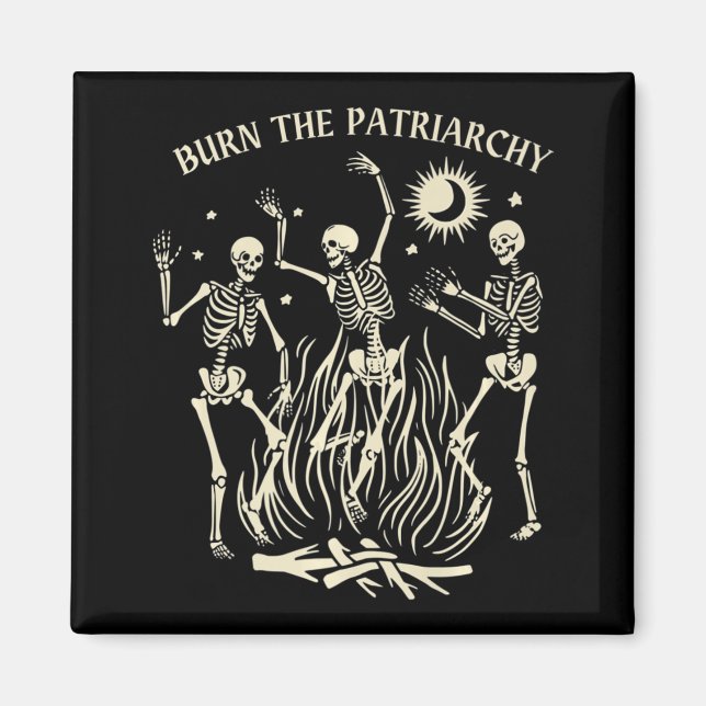 Bränn patriarkatets Roligt Feminist Halloween Magnet (Framsidan)